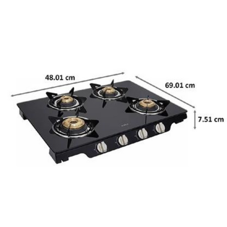 ELICA SLIMMEST 4 BURNER COOKTOP (PATIO ICT 469 BLK S SPF SERIES) NON-AUTO IGNITION