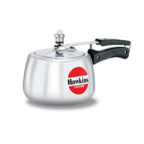 Hawkins Contura Pressure Cooker 3 Litre: HC30 with Hawkins Genuine 2 Gasket & 2 Safety Valve