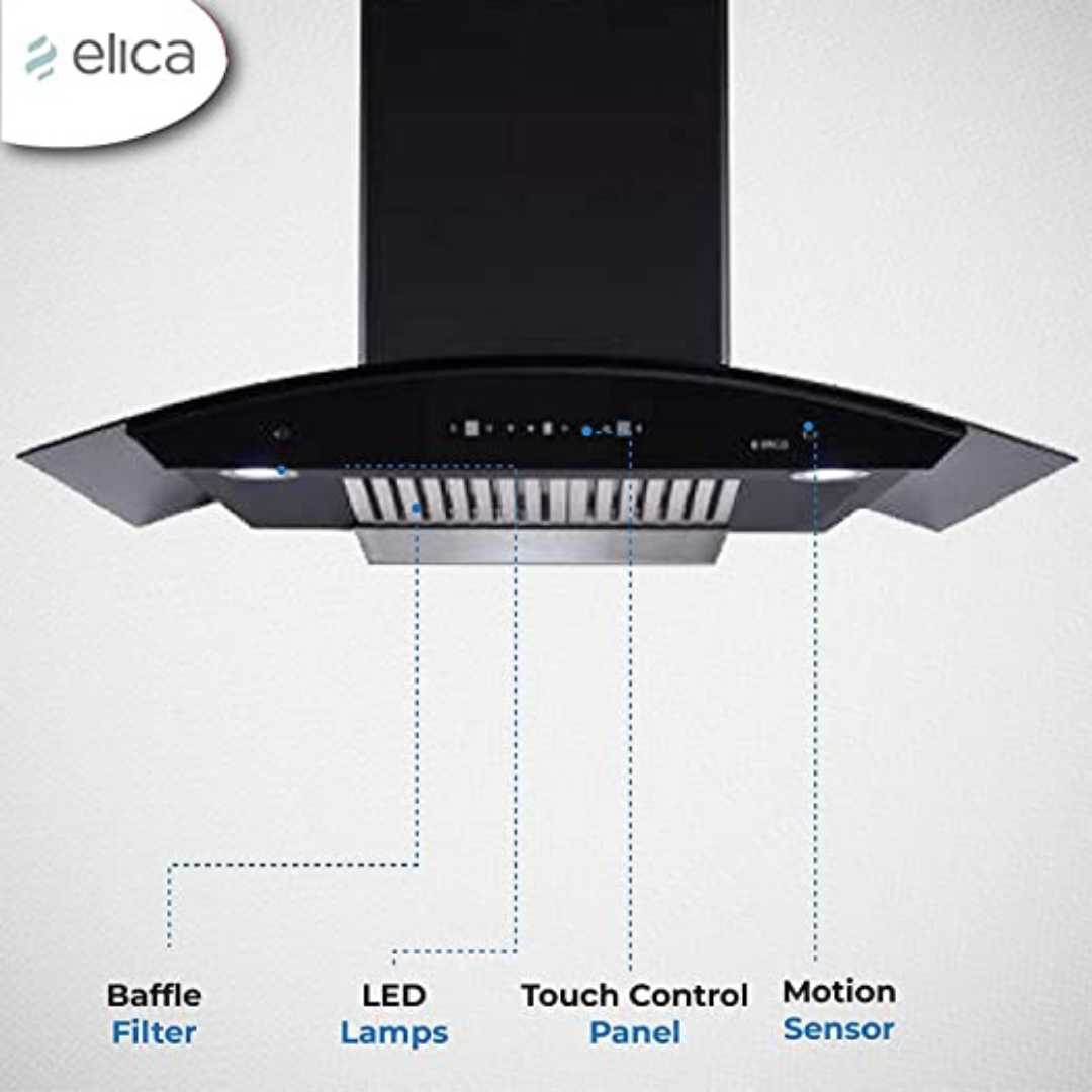 ELICA 90 CM BFCG 900 HAC MS NERO AUTO CLEAN CHIMNEY