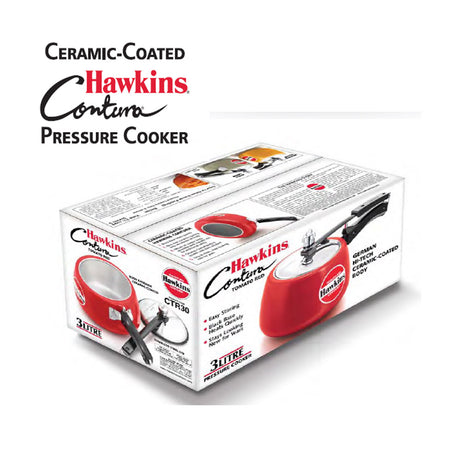 Hawkins Ceramic Coated Contura Pressure Cooker Apple Green 5L: CAG50 with Hawkins Genuine 2 Gasket & 2 Safety Valve