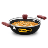 Hawkins 2.5 Litre Futura Non Stick Deep Fry Pan with Lid, Flat Bottom, Induction Kadai, Black, INDK25G