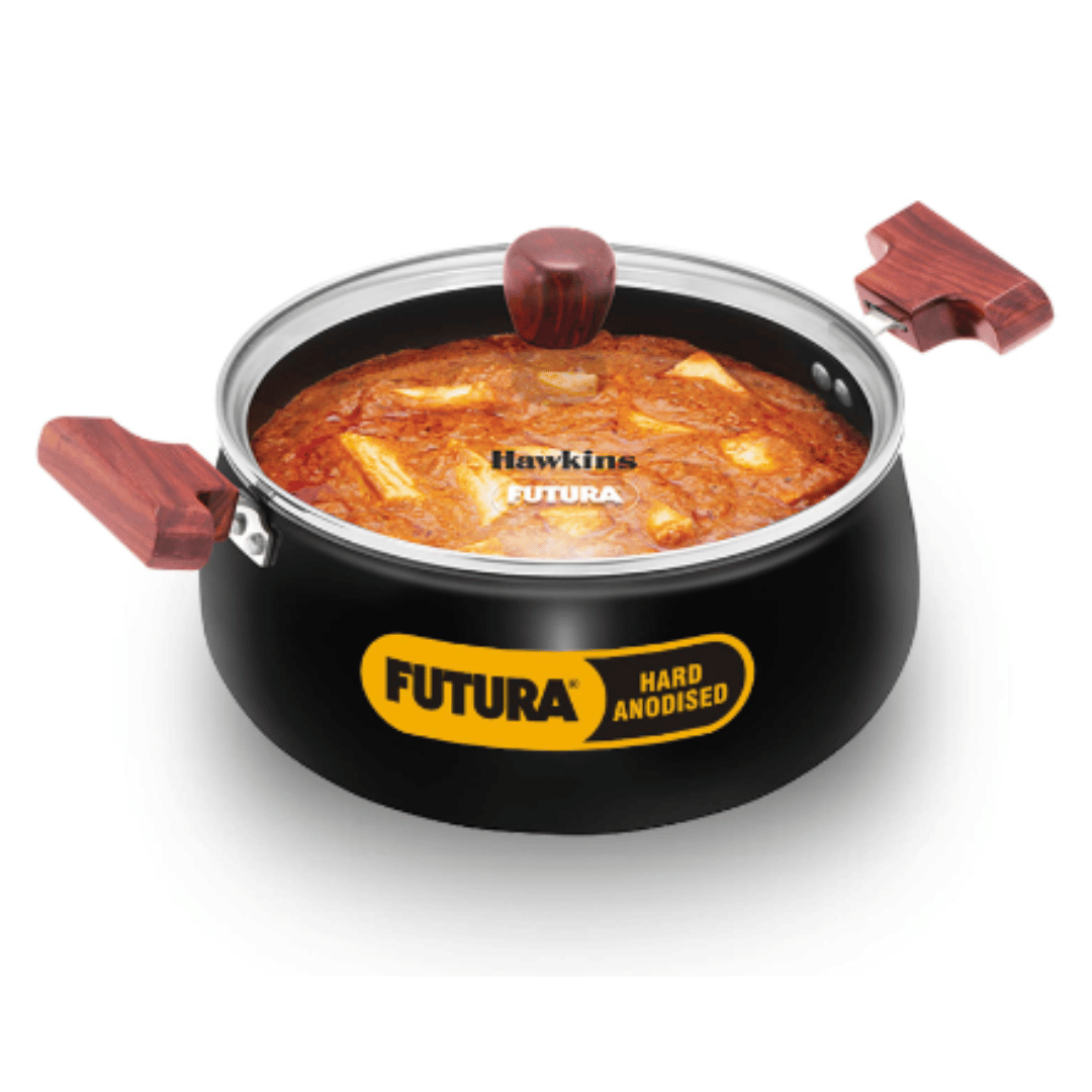 Hawkins Futura 4 Litre Cook N Serve Handi, Hard Anodised Biryani Handi with Glass Lid,  IACH40G