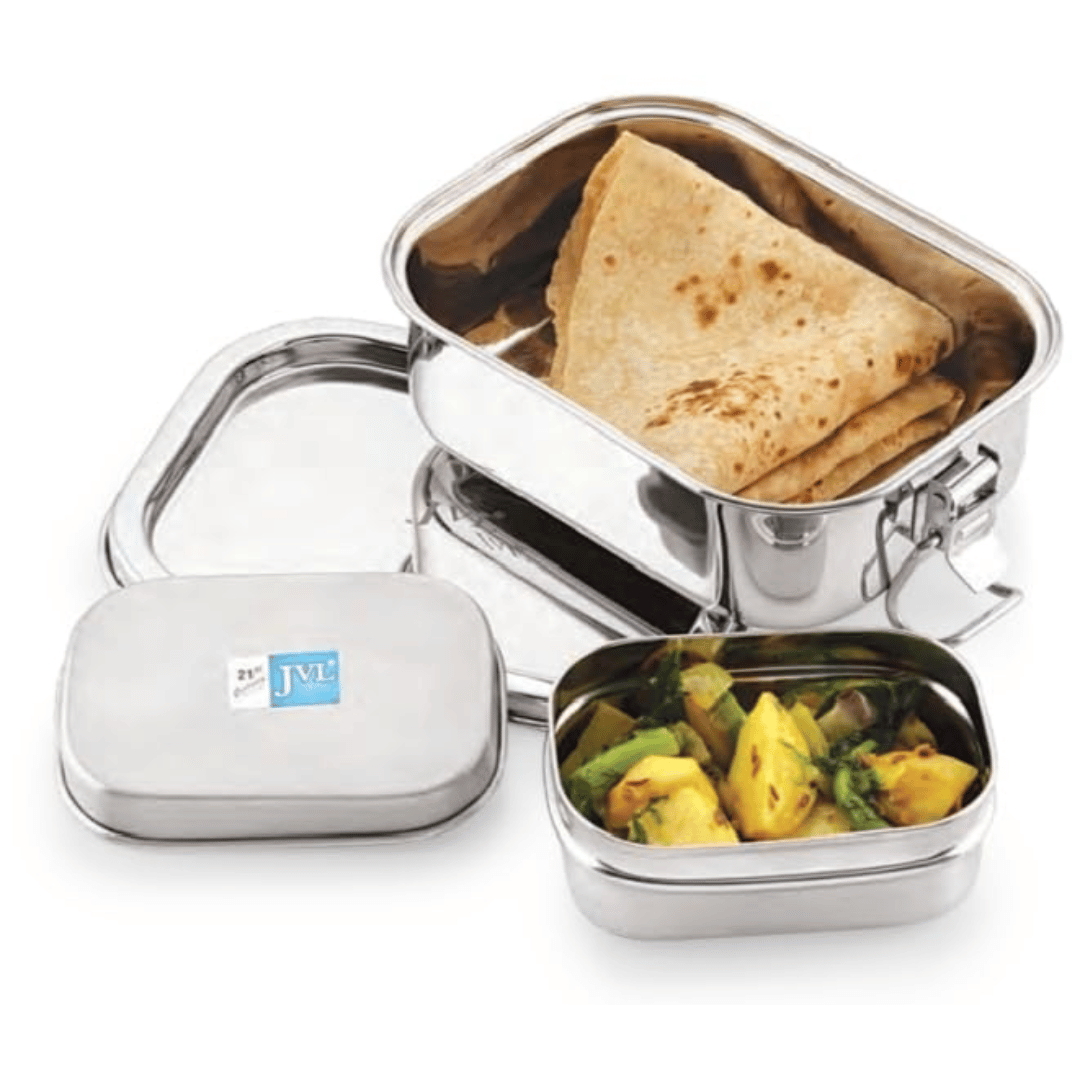 JVL Stainless Steel Rectangle Leakproof Lunch Box With Small Container 500ml (RLP-1C)