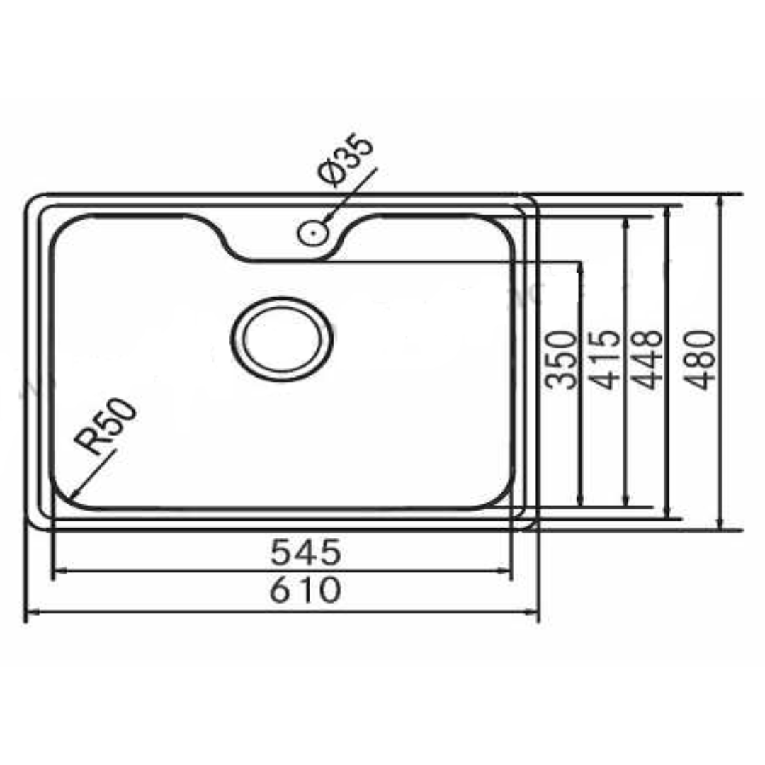 Franke Stainless Steel BCX 610-61 (ACCESSORIES NOT INCLUDED) (610x480/24x18) 1mm EUROPEAN SATIN FINISH Single Bowl Sink 101.0489.050