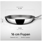 Stahl 0.6 L Triply Stainless Steel Frying Pan Without Lid, Induction Base, 4436