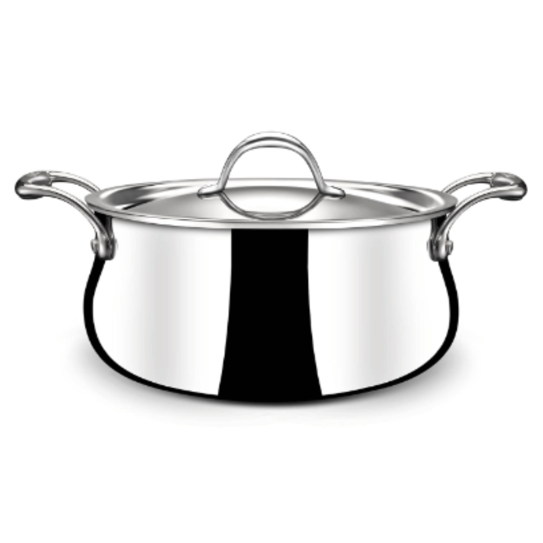 Stahl 3.2 L Triply Stainless Steel Sauce Pot with Lid, Belly Casserole, Biryani Pot with Induction Basem, 4180