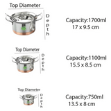  1700ml Normal Pot Copper Bottom Handi With Lid & Handle 3 Pcs Set