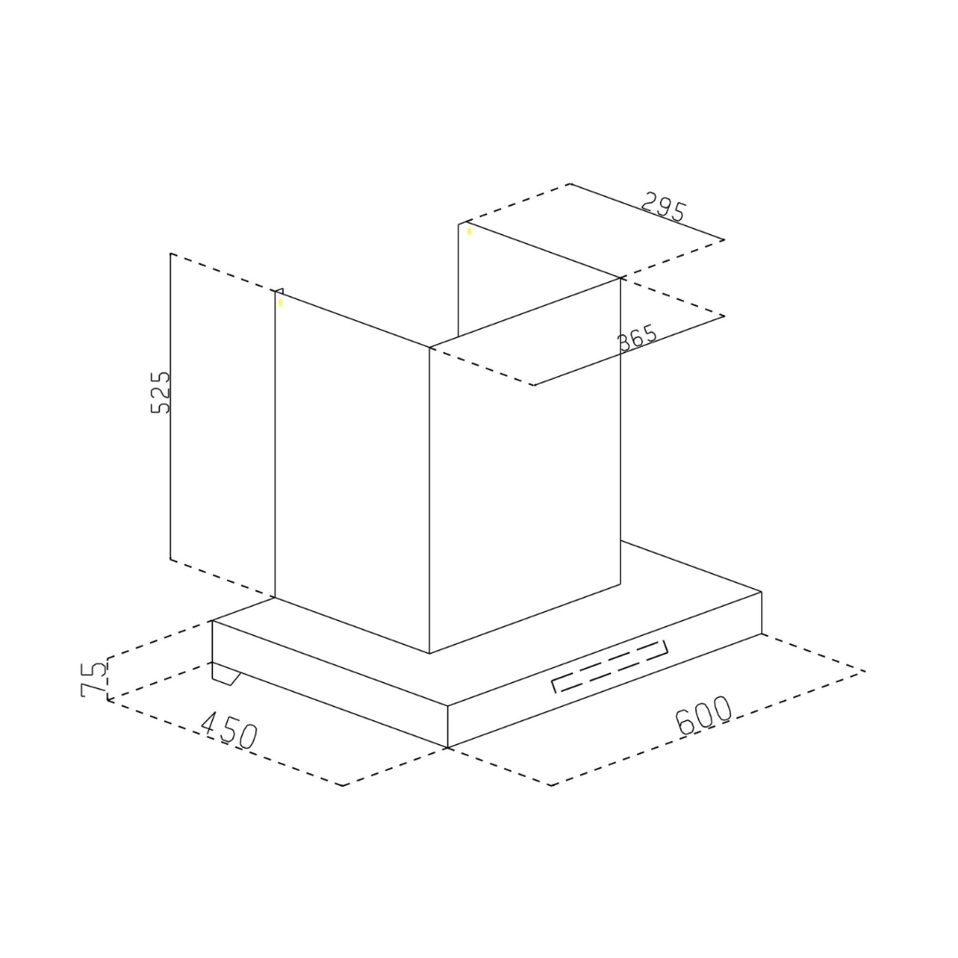 Glen CH 6052 BL MS AC 60cm Auto Clean, Filterless Chimney with Motion Sensor,1200 m3/h - Black