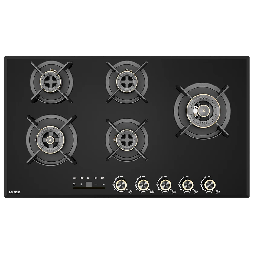 Cronus Digi-Step 590 90 cm 5 Burner Hob – Full Brass Burners, Step Flame Technology, Insta Ignition, 534.01.767