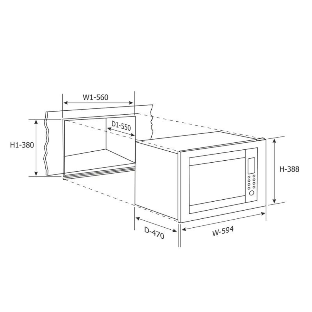 Glen MO 674 BL Built in Microwave