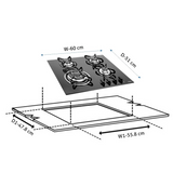 Glen 4 Burner Built in Glass Hob| Triple Ring Burner |European Sealed Burners AI |1065 TRG