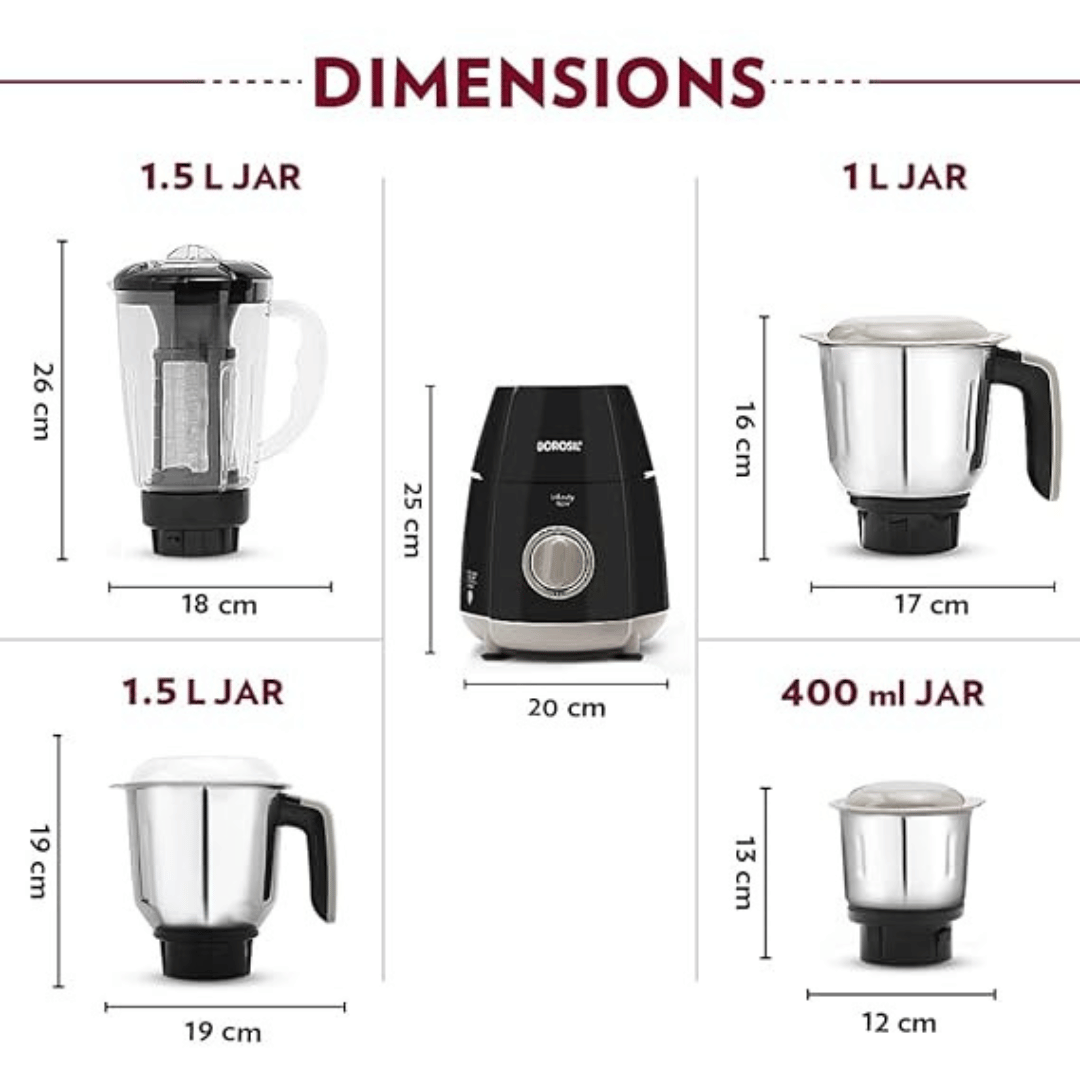 Borosil Infinity 750 W 4 Jar Mixer Grinder HAMG04