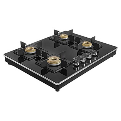 Faber ELITE 4BB BK CI Glass Cooktop with Manual Gas Stove Glass Cooktop (4 Burners)