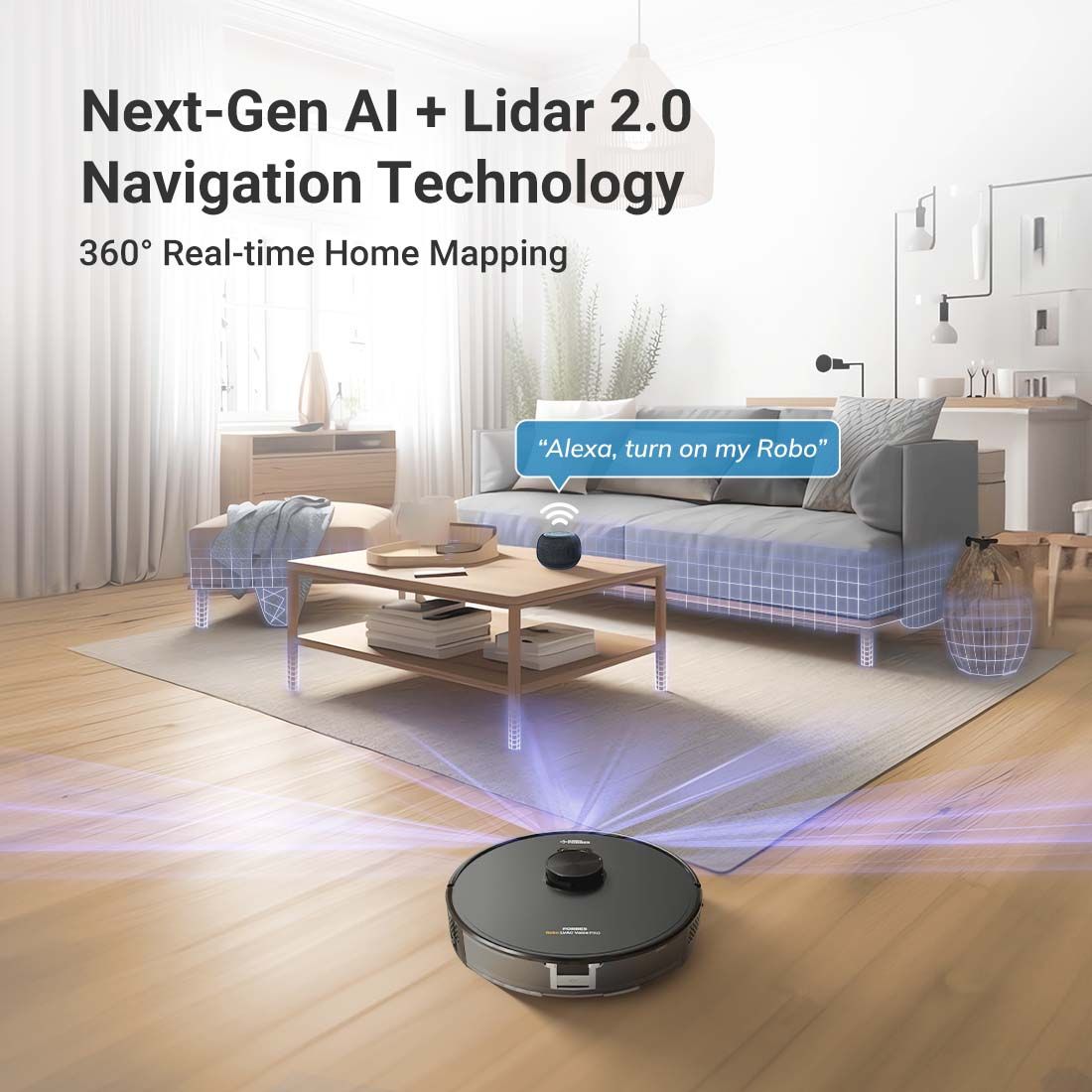 LVac Voice Pro Robotic Vacuum Cleaner & Mop with Wi-Fi Connectivity (Smart Voice Control, Black)
