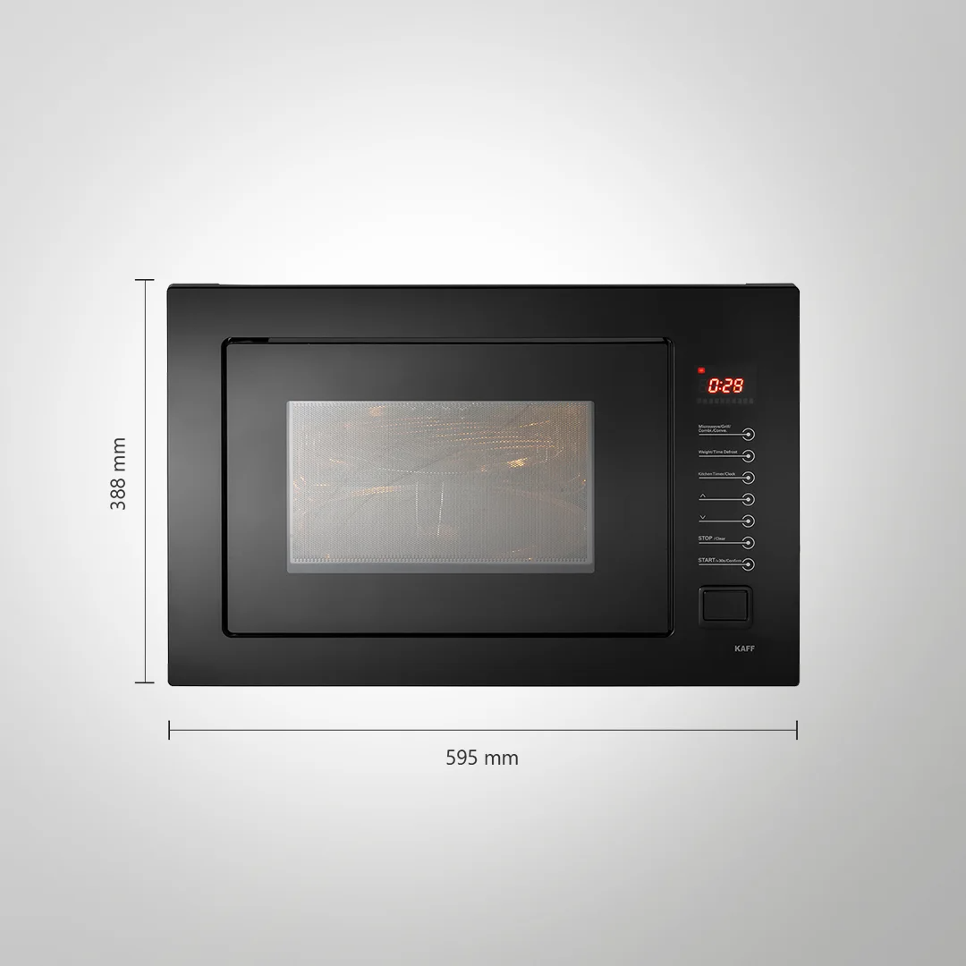 KAFF KMW 8A BLK Full Black Tempered Glass With Touch Controls Built In Microwave