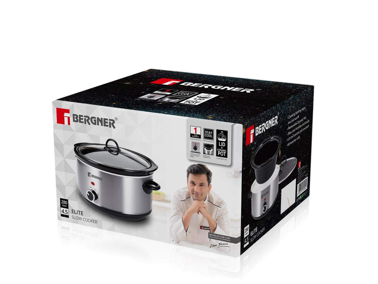 Bergner Elite Stainless Steel Slow Cooker 280w (4.5 Liter) BG-191