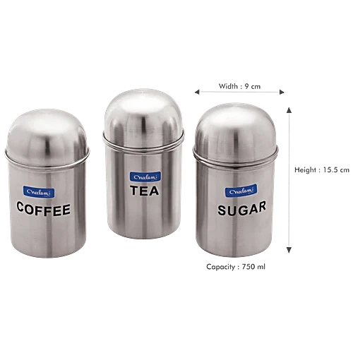 Tea Coffee Sugar Storage Container Canister With Spoons, 3 pcs
