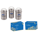 Tea Coffee Sugar Storage Container Canister With Spoons, 3 pcs