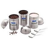 Tea Coffee Sugar Storage Container Canister With Spoons, 3 pcs