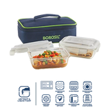 Borosil Borosilicate Glass Lunch Box/Tiffin Box, 370 ml (Set of 2)