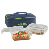 Borosil Borosilicate Glass Lunch Box/Tiffin Box, 370 ml (Set of 2)