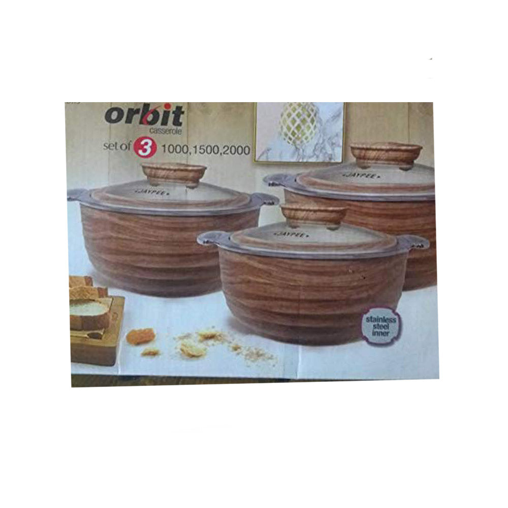 Jaypee Orbit Casserole Feel Wood &Steel Set of-3Pcs