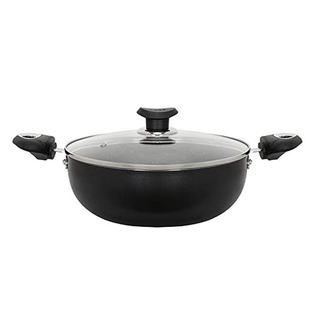 Black Pearl Hard Anodised Rasoi Cookware Set of 5 | Kadai, Frypan, Tawa, Handi & Saucepan