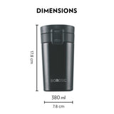 Coffeemate Insulated Mug 380ML Black | Leakproof Travel Mug with Touch Lid & Tea Infuser | BT380BLK130