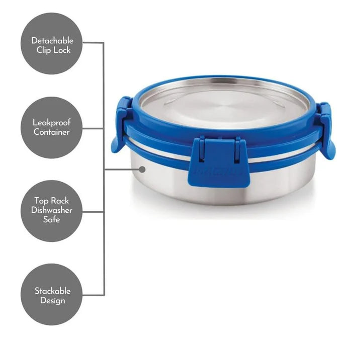Stainless Steel Airtight Leakproof Storage Deluxe Chocolate Container 260ML with Klip Lock - Ideal Kitchen Accessories Items, Perfect Lunch Box, Lunch Boxes for Office Men