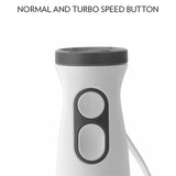 Borosil Masterblend Hand Blender, Electric Hand Blender, Dual Speed Options, Stainless Steel Blades, For Blending & Pureeing, 500 W, White