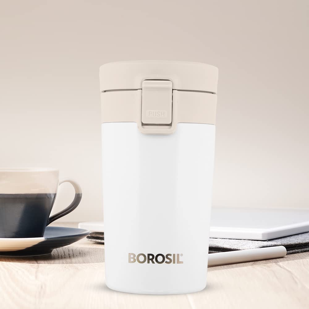 Coffeemate Insulated Mug 300ML White | Leakproof Travel Mug with Touch Lid | BT300WHE131