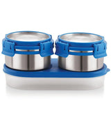 Avanza 3 Deluxe Stainless Steel Lunch Box with Plastic Container | Airtight & Leakproof | Includes Carrying Pouch – Ideal for Office Men, Women & Kids