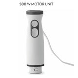 Borosil Masterblend Hand Blender, Electric Hand Blender, Dual Speed Options, Stainless Steel Blades, For Blending & Pureeing, 500 W, White