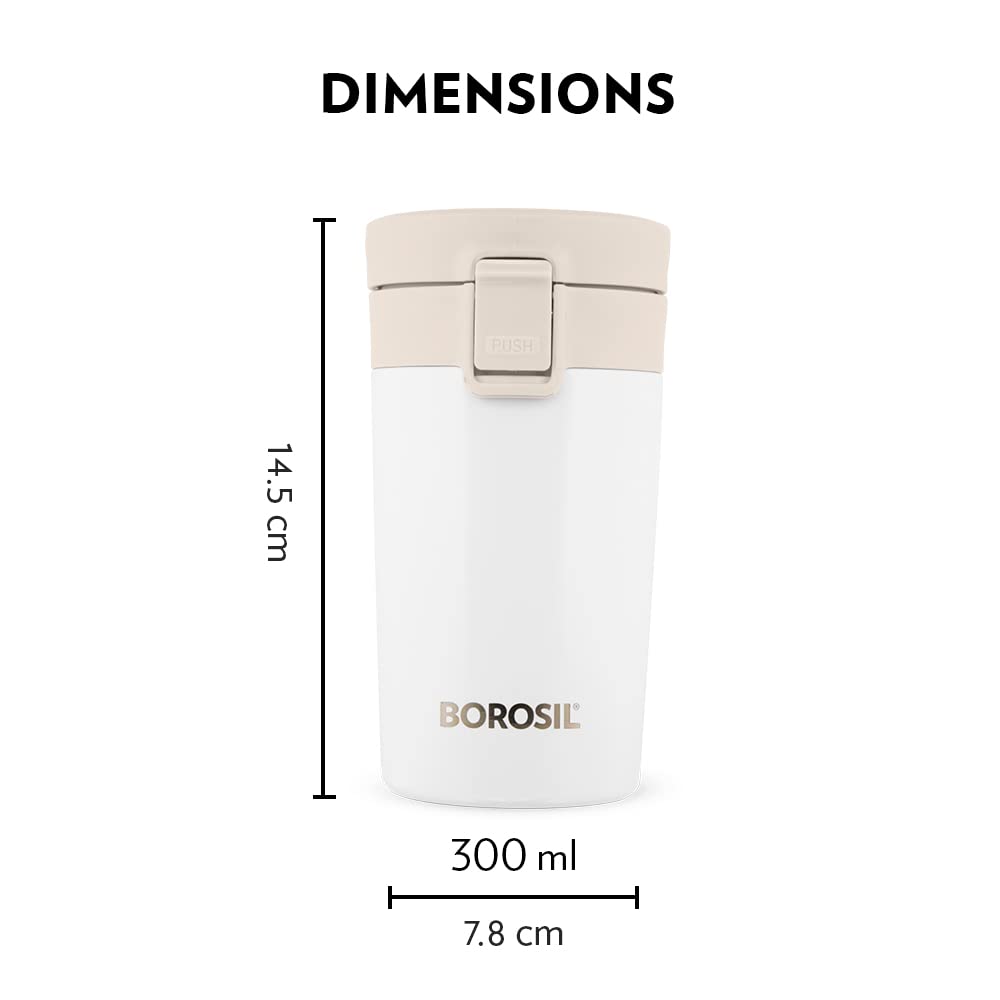 Coffeemate Insulated Mug 300ML White | Leakproof Travel Mug with Touch Lid | BT300WHE131