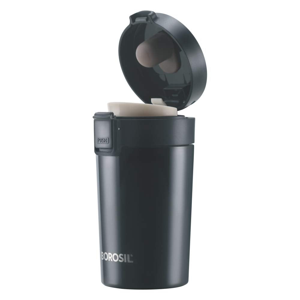 Coffeemate Insulated Mug 380ML Black | Leakproof Travel Mug with Touch Lid & Tea Infuser | BT380BLK130