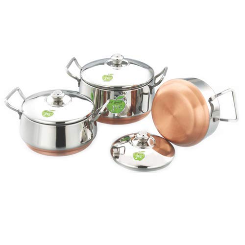 JVL Elite Stainless Steel Copper Bottom  Cooking Sauce Pot Handi