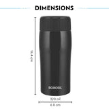 Cosmic Black Stainless Steel Hot & Cold Bottle – 320 mL (BOCOS320BL) | Double Wall Vacuum Bottle for Travel, Office & Daily Use