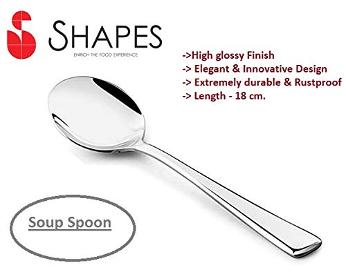 Shapes Zodi Stainless Steel & Cup Rolled 6 Pieces Soup Spoon (18 cm.)