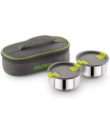 Olive-2 Stainless Steel Lunch Box Set – 2 Leak-Proof Containers with Insulated Bag | Airtight, Durable & Microwave-Safe Tiffin for Office, School, Kids & Travel (Silver)