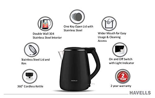 HAVELLS Aqua Plus Black (1500 W) Kettle 1.2 L