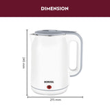 Cooltouch Electric Kettle, Stainless Steel Inner Body, Boil Water For Tea, Coffee, Soup, Silver, 1800 Watts, 1.8 Liter