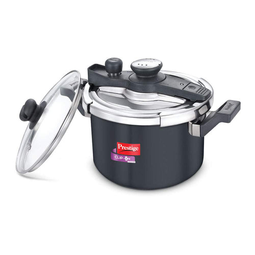 Prestige Clip-on Svachh Hard Anodised Spillage Control Pressure Cooker, 5 L (Black) 20242