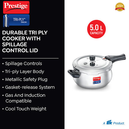 Prestige SVACHH TRI-PLY HANDI PRESSURE COOKER 5 LITRE 20707
