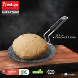 Prestige Durastone Hard Anodised 6 Layer Non-Stick Concave Tawa, 26.5 cm (Black) 37572