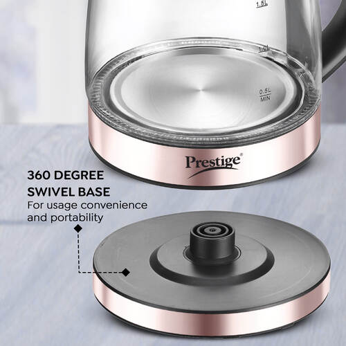 PKGB 1.8 Litre Electric Glass Kettle| LED Power Indicator| Borosilicate Glass| Automatic Power Cut-Off| Concealed Element| 360 Degree Swivel| Cool Touch Handle