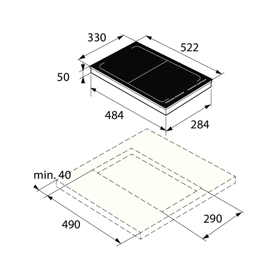 HI1355G 2 Zone Induction Domino Hob 533.04.511