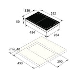 HI1355G 2 Zone Induction Domino Hob 533.04.511