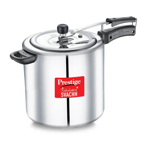 Prestige Nakshatra Plus Svachh Aluminium Inner Lid Pressure Cooker with Unique Deep Lid for Spillage Control, 12 Litre, Silver 10553