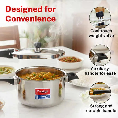 Prestige Tri-Ply Svachh Outer Lid Pressure Cooker Combi Pack 20733