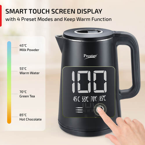 Digi Kettle 2.0 Litre with 4 Preset Modes| Live Temperature Display| Elegant Cool Touch Design| Auto-Cut Off and Dry Heat Protection| 360 Degree Swivel Base